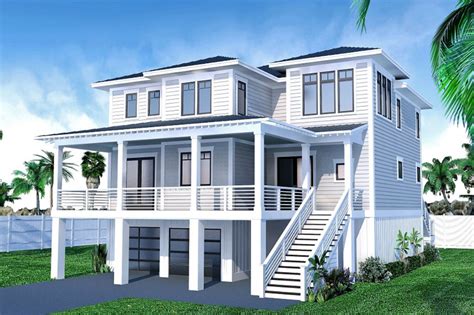 Plan NC Contemporary Coastal House Plan With Private Master Suite Porch In Coastal