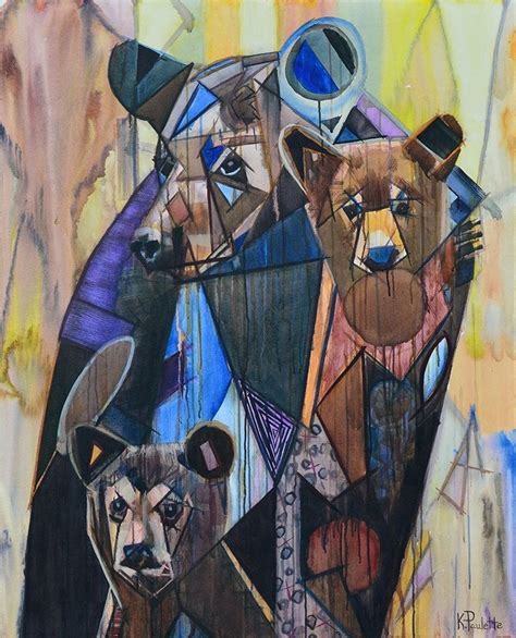 Bear Painting Mama Bear And Cubs Abstract Animal Art For Sale On Canvas