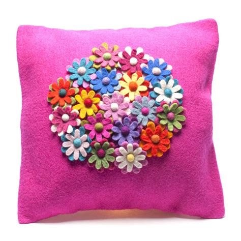 Handmade Felt Pink Flower Cushion By Felt So Good