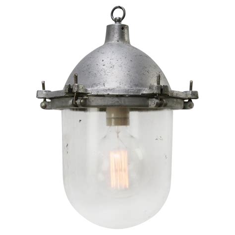 Brass Vintage Industrial Metal Clear Glass Pendant Lights For Sale At 1stdibs