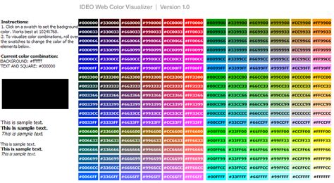 Web Color Visualizer Paleta De Colores Y Sus Respectivos Códigos