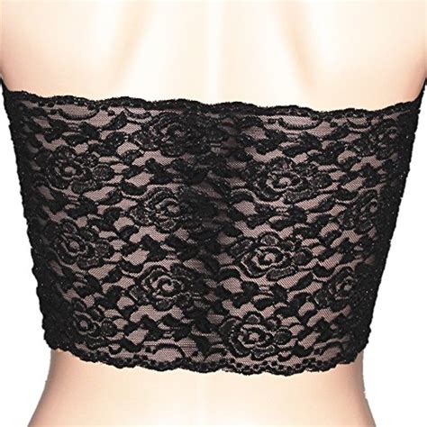 womens plus size floral lace unlined stretchy strapless bandeau tube tops see through bras bk xl
