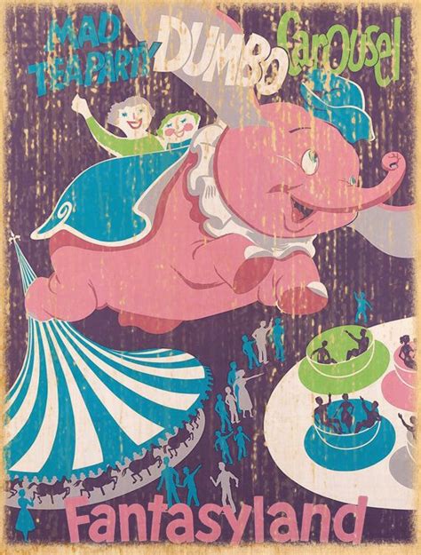 Vintage Disney Dumbo Attraction Poster Wall Art Nursery Kids