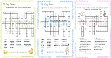 Juegos Para Baby Shower Crucigrama Con Respuestas Puedes Imprimir El