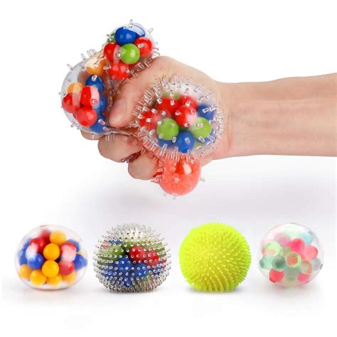 Fansteck Stress Ball 4 Packs Anti Stress Squeeze Balls For Anxiety Relief Sensory Toys For