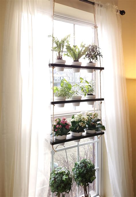 Hanging Window Plant Shelf Etsy Garden Shelves Indoor Herb Garden