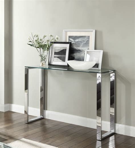 Signature Console Hallway Table Glass Top Chrome Stand In 2020 Hallway Table Decor Hallway