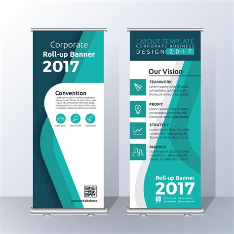 Vertical Roll Up Banner Template Design For Announce And Advertising