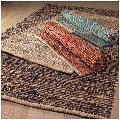 A wide variety of jute leather rug options are available to you, such as handmade, hand knotted, and woven. JUTE LEATHER Rag Rug 90 X 150 cm Brown Cream Red Blue ...