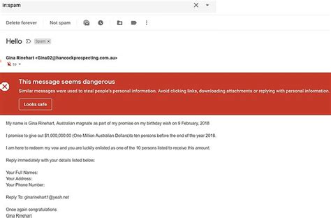Email Scam Using Gina Rineharts Name Spams Thousands Of Australians