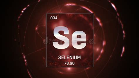 Selenium As Element 34 Of The Periodic Table 3d Illustration On Red