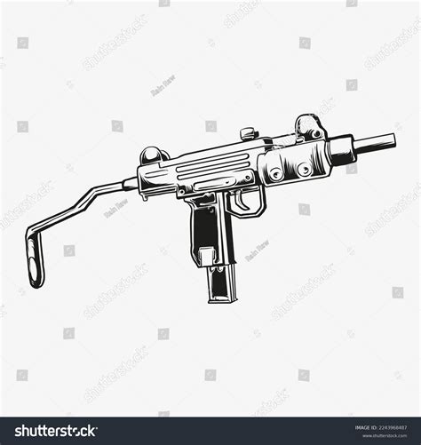 Uzi Gun Clip Art Vector Illustration Stock Vector Royalty Free
