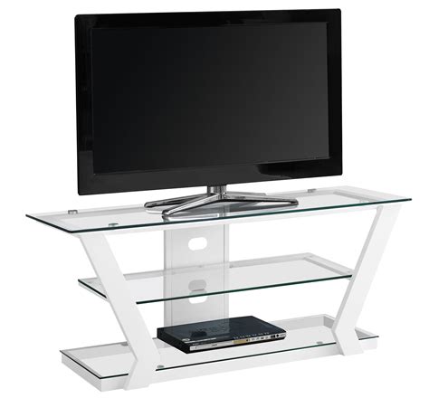 Tv Stand 48l White Metal With Tempered Glass