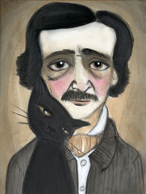 Edgar Allan Poe Print 6x8 Edgar Allan Poe And The Black Cat Etsy