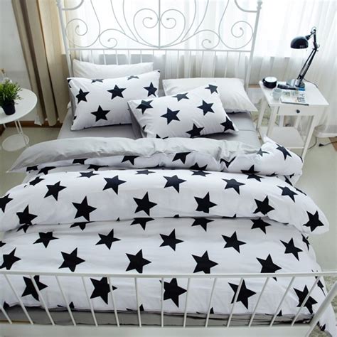 Product titleking size comforter,all season microfiber brushed du. Contemporary Modern Chic Black White and Light Gray Star ...