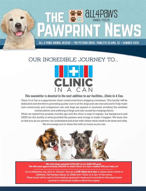 Newsletters All4paws Animal Rescue Pawleys Island Sc