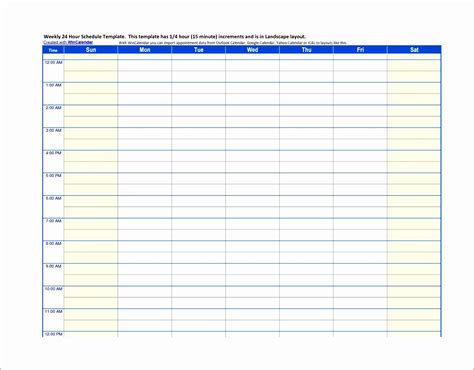 12 Hourly Calendar Template Excel Excel Templates