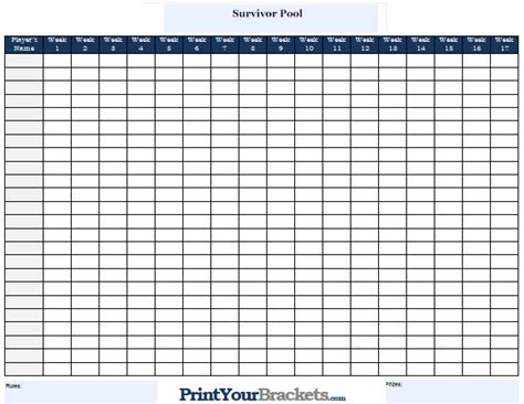 Printable Office Nfl Pool Sheet
