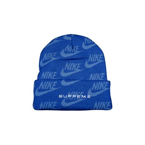 Supreme X Nike Jacquard Logos Beanie Blue Goat