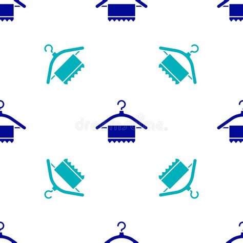 Blue Hanger Wardrobe Icon Isolated Seamless Pattern On White Background