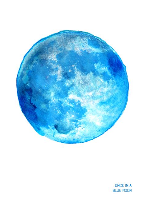 Blue Moon Full Moon Art Print Once In A Blue Moon — Drawn Together