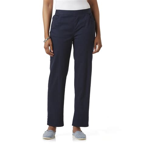 Basic Editions Womens Flat Front Twill Pants