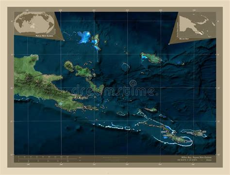 Milne Bay Papua New Guinea High Res Satellite Labelled Points Stock