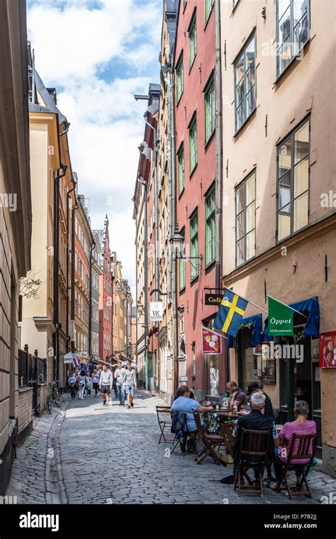 Street View Gamla Stan Stockholm Sweden Stock Photo Alamy