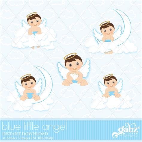 Blue Little Angel Angel Clipart Baptism Baby Shower Baby Boy New