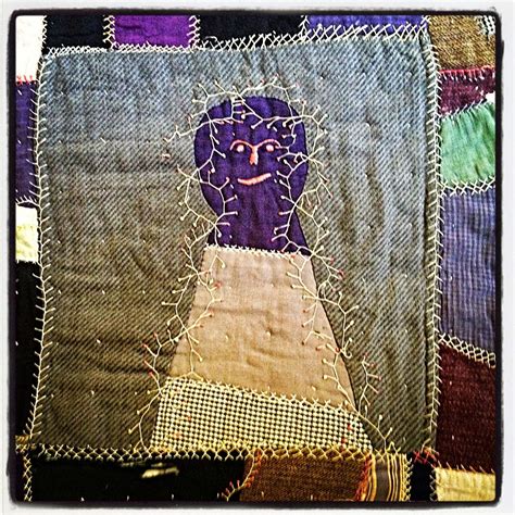 Anonymous Works African American Figure On An Early Crazy Quilt