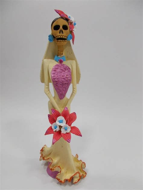 Bride Catrina Handmade Clay Sculpture Mexican Day Of The Dead Etsy