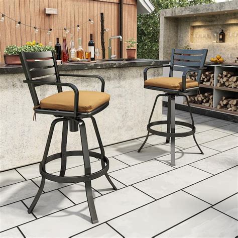 Crestlive Products Cast Aluminum Outdoor Bar Stool With Sunbrella Echo