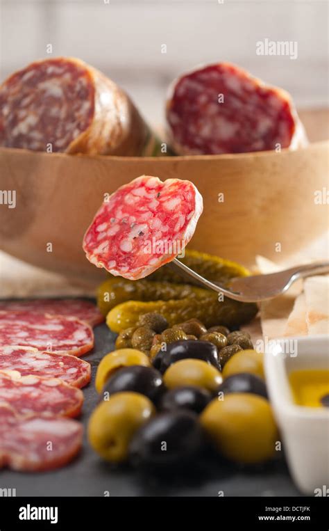 Cold Cut Platter With Pita Bread And Pickles Stock Photo Alamy