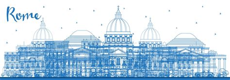 Contorno Roma Italia Horizonte De La Ciudad Con Edificios Azules