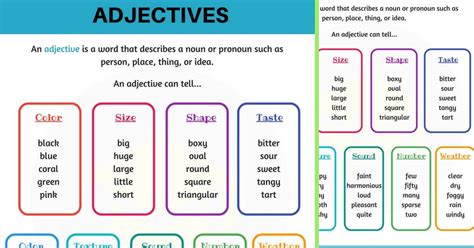 Adjectives are words that describe the qualities or states of being of nouns: English ADJETIVES