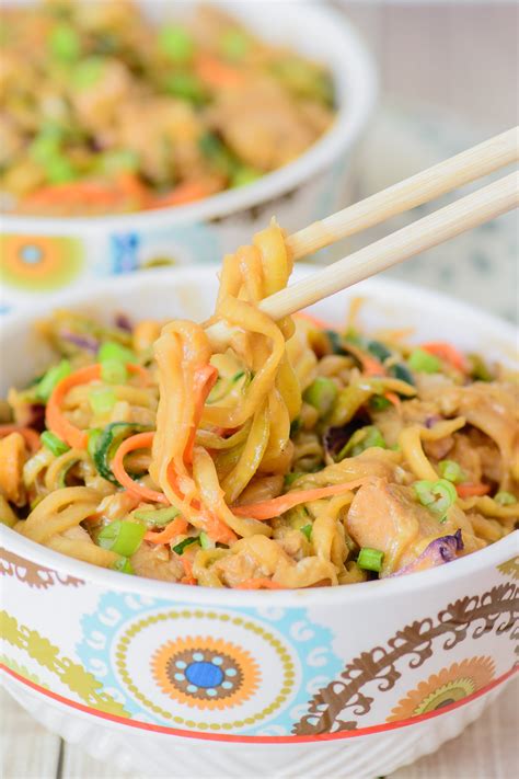 One Skillet Thai Peanut Chicken Zoodle Bowl Almost Supermom