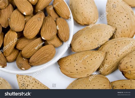 Almond Shells Cores On White Background Stock Photo 36385438 Shutterstock