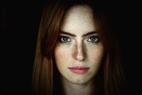 Women Redhead Freckles Face Looking At Viewer Closeup Wallpapers