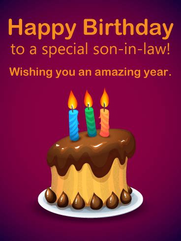special son  law happy birthday card birthday