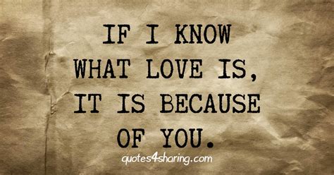If I Know What Love Is It Is Because Of You Quotes4sharing