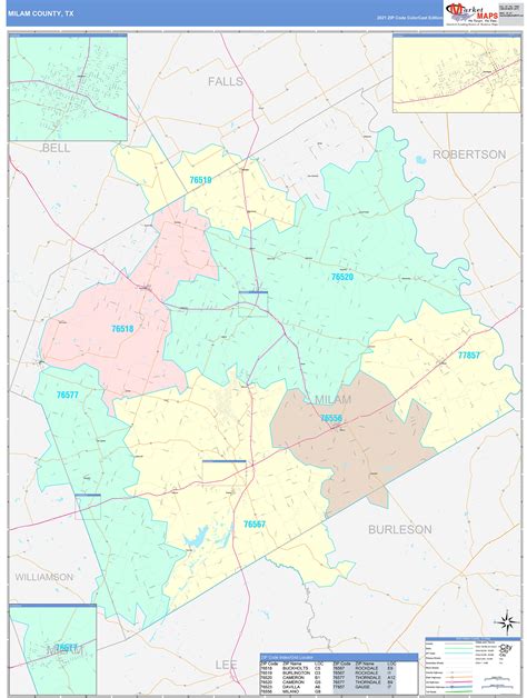 Milam County Tx Wall Map Color Cast Style By Marketmaps