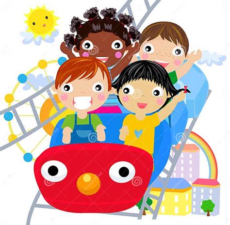 Kids At The Amusement Park Stock Vector Illustration Of Happy 20866909