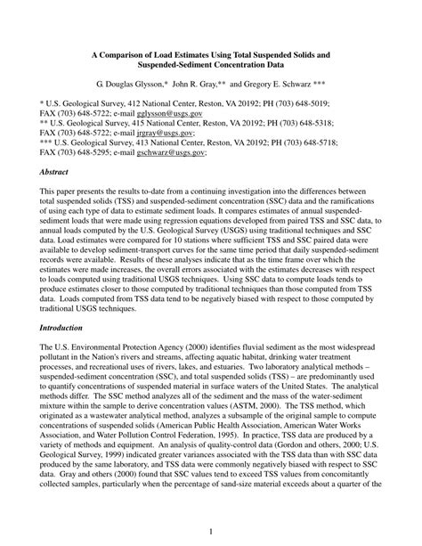 Pdf A Comparison Of Load Estimates Using Total Suspended Solids And