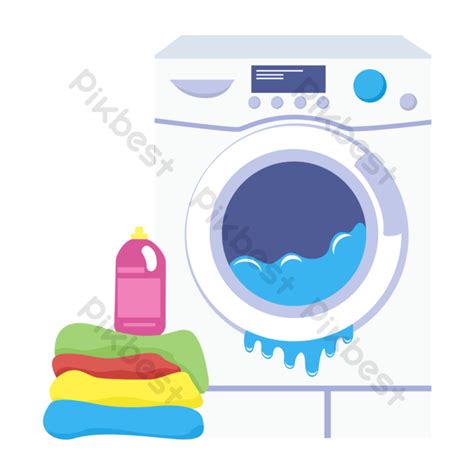 Gambar Clipart Laundry Mesin Cuci Biru Elemen Grafis Psd Unduhan