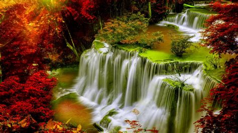 Hi Res Desktop Wallpaper Autumn Forest Waterfall Nature Aiyumn Hd