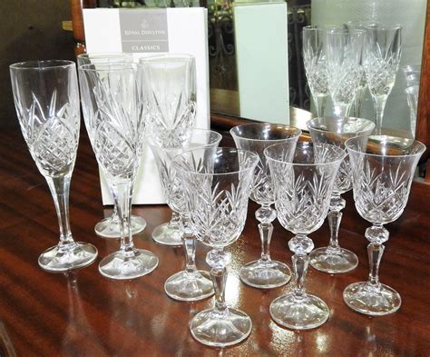 Lot Two Sets Of Royal Doulton Crystal Glasses