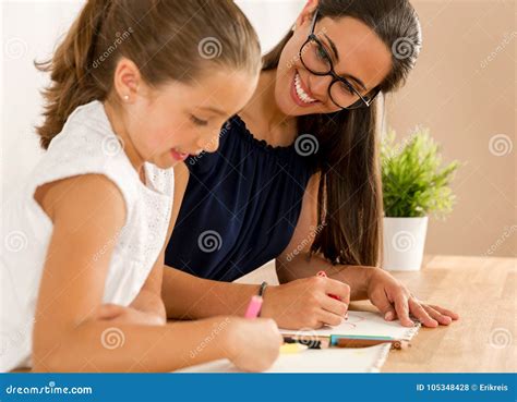 Helping With Homework Stock Photo Image Of Caucasian 105348428