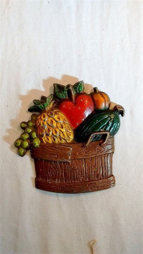 sexton wall plaque fruit vegetable basket cast metal 1976 usa etsy vegetable basket fruit