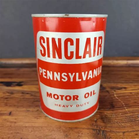 Vintage Sinclair Pennsylvania Motor Oil 1 Qt Full Metal Can Gas Sign