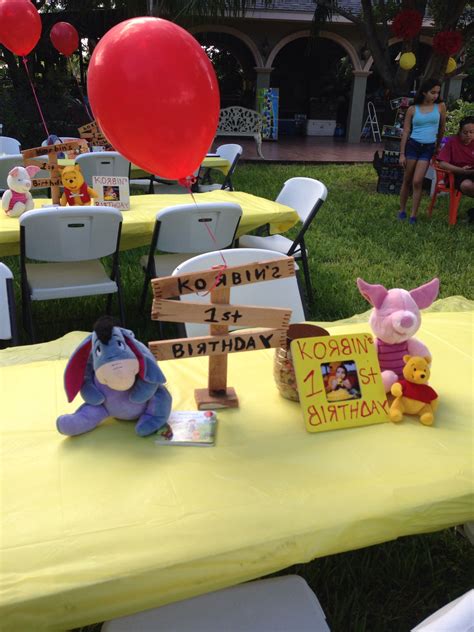 Winnie The Pooh Table Centerpieces Korbins First Birthday Party In